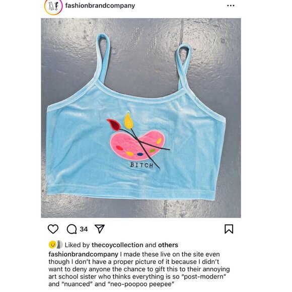 Fashion Brand Company Art 'B----' Velvet Bra Top - Picture 2 of 9